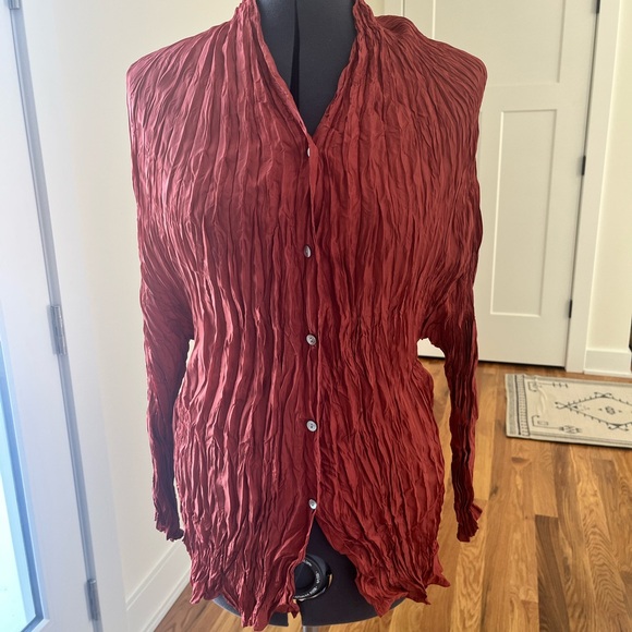 oska Tops - Chic Terrakota Silk OSKA “Crash Effect” Blouse